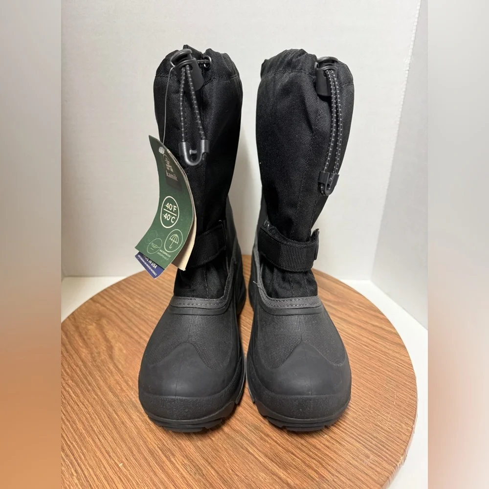 Kamik Kids’ Unisex Black Waterbug 5 Insulated Waterproof Snow Winter Boots
